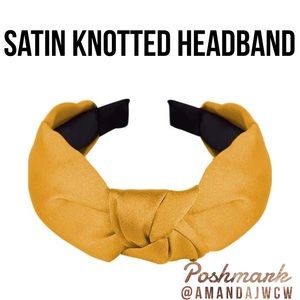 Silk Cross Knot Twist Headband - Golden Yellow 1”